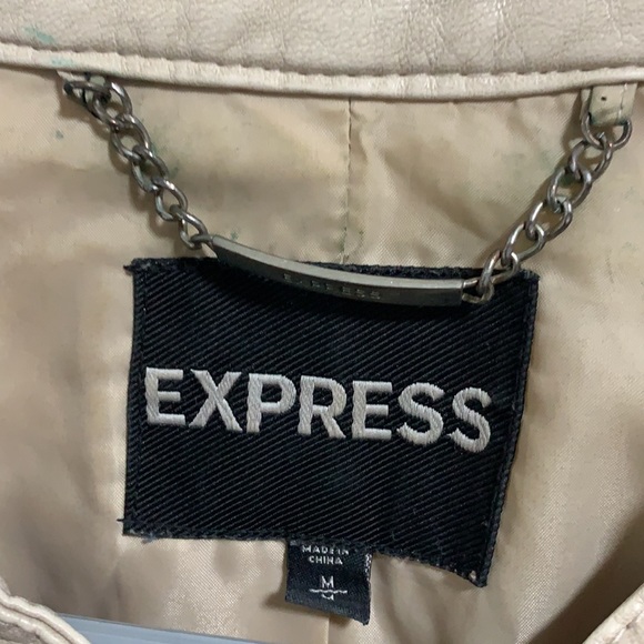 Express Beige Leather Jacket - Picture 3 of 4